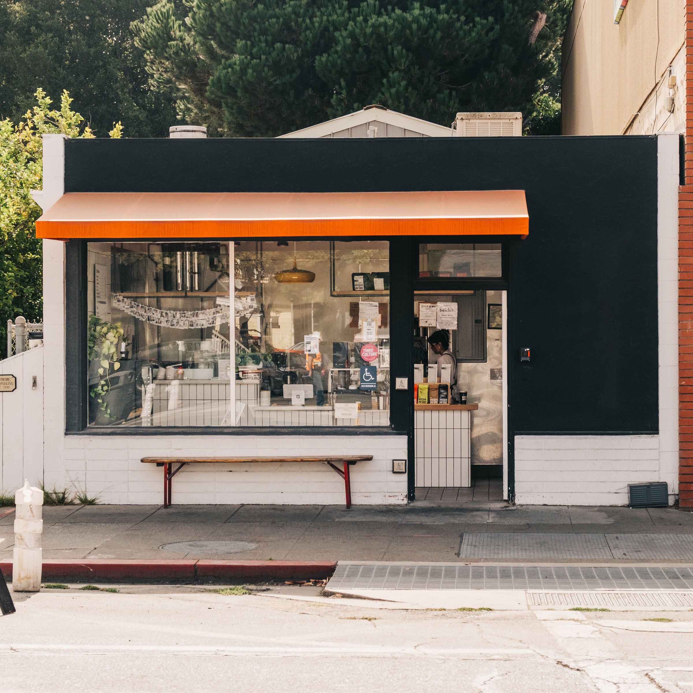 Storefront of Highwire's coffee shop in Alameda