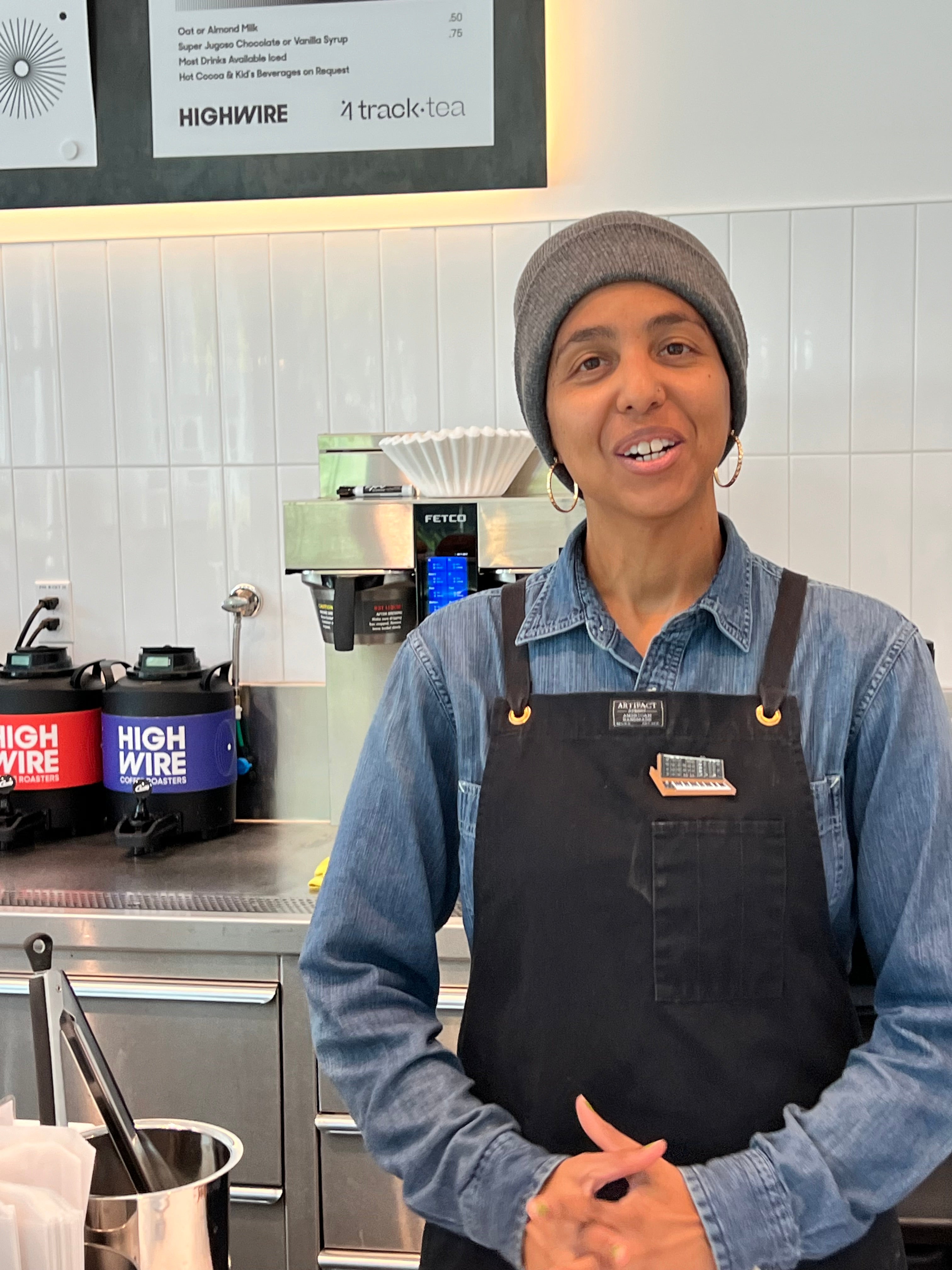 A Highwire Coffee barista at work