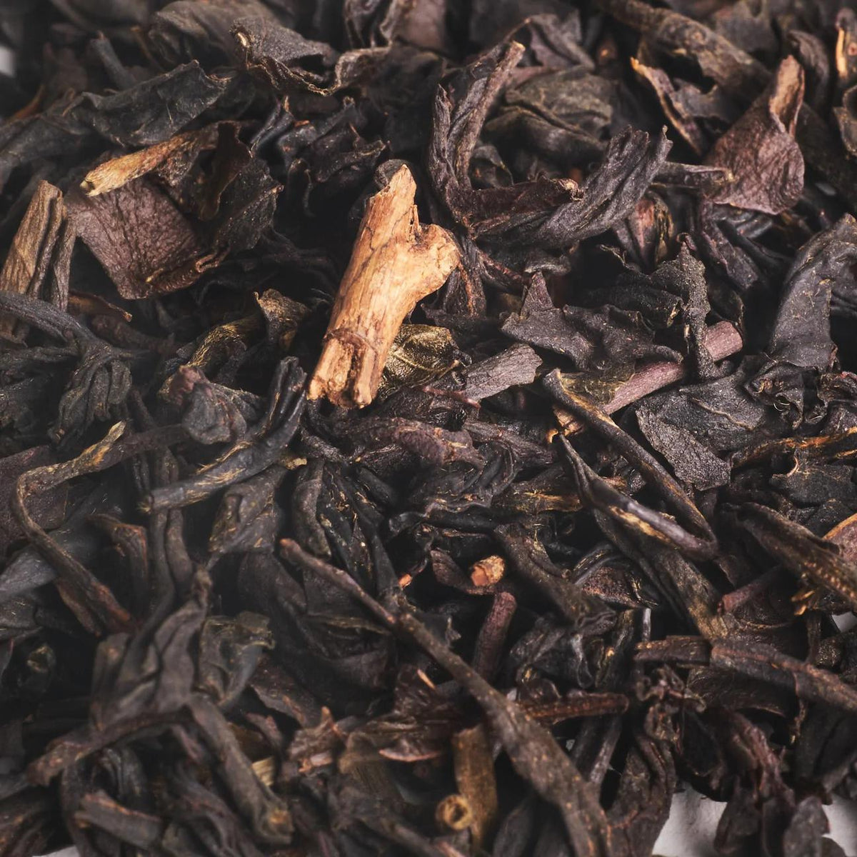 Close-up of dried black tea leaves from China
